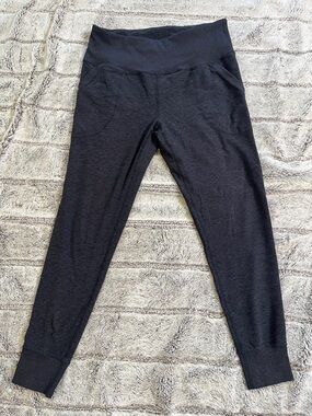 Zella Dark Gray Women’s High-Waist Joggers with Ribbed Ankles